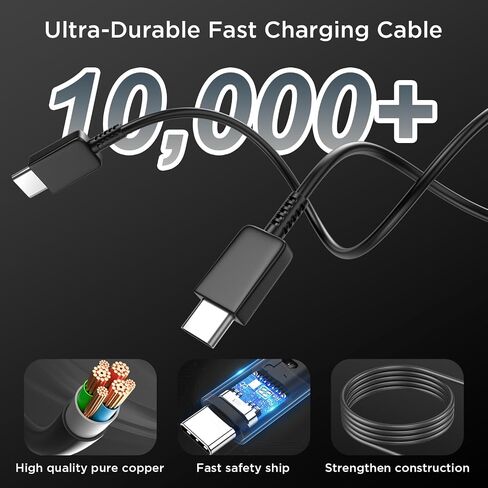 45W Super Fast Charger USB C Android Phone Charger استبدال شحن سريع لـ Samsung Galaxy S25/S25 Ultra/S25+/S24 Ultra/S24/S24+/S23 Ultra/S23/S22/S20/S21/ملاحظة 10 ، علامة تبويب 6ft C in Kuwait