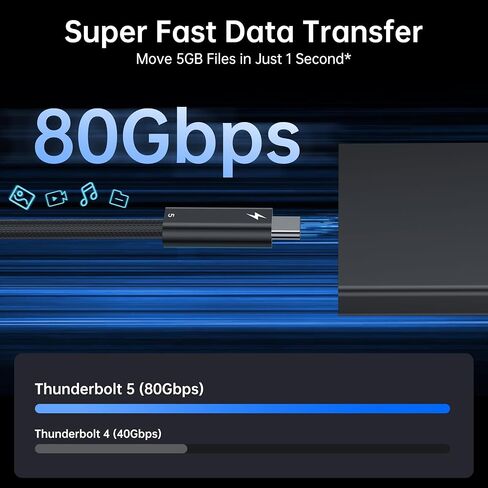 يدعم كبل بيانات Intel Certified Thunderbolt 5 ، و Cable Cable USB-C 1.6 قدم إلى USB-C ، شحن 240 واط ، ويصل إلى عرض النطاق الترددي الذي يصل إلى 120 جيجابت في الثانية ، ودعم شاشة 8K/4K ، و iPhone 16 ، و MacBook ، ومزيد من الأجهزة in Saudi Arabia