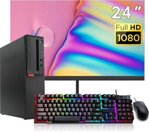 Lenovo Thinkcentre M710S SFF Desktop ، New 24 "FHD Monitor ، PC Gaming ، Intel Core 6th 3.7Ghz ، 16GB RAM ، 256GB SSD ، DP Cable ، RGB Keyboard & Mouse ، WIN11 Pro (READED) in Saudi Arabia