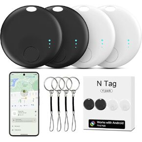Air Tracking Tags-4 Pack Android, Android Tracker Tags, Work with Google's Find Hub App, Bluetooth Smart Tracking Tag, Item Finder Tracker for Keys, Wallet, Suitcases, Pets (White&Black) in Saudi Arabia
