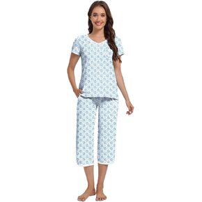 IZZY + TOBY Women's Sleepwear Tops With Capri Pants Pajama Sets in Kuwait