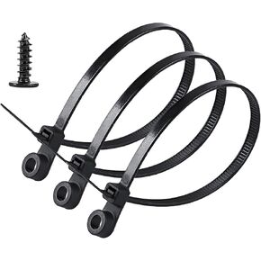 Fixed Hole Zip Tie, 100 Pcs 5.9 Inch Black Zip Tie With Screw Holes and 100 Pcs Black M4 x 12 Screws for Daily Fastening (black) in Kuwait