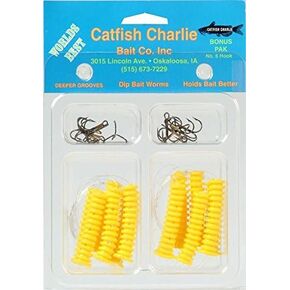 سمك السلور charlies DBH-12-06 DIP BAIT WORMS-PACK من 12 ، صفراء-طعم تراجع أصفر W in Saudi Arabia