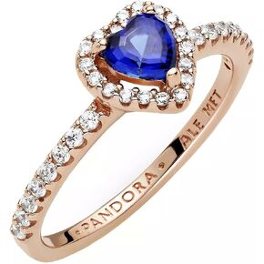 PANDORA Sparkling Elevated Heart Ring - Rose Gold Ring for Women - Layering or Stackable Ring - Gift for Her - 14k Rose Gold-Plated Rose with Cubic Zirconia - Size 5 in Saudi Arabia