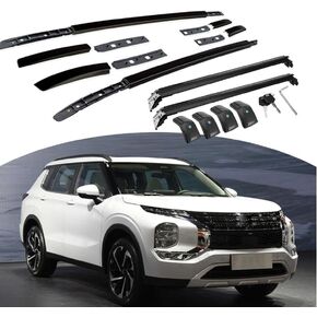 4pcs رف سقف رف قضبان العارضة الناقلة الأمتعة المناسبة لجميع Mitsubishi Outlander 2022-2025 أسود مع الأسود in Kuwait