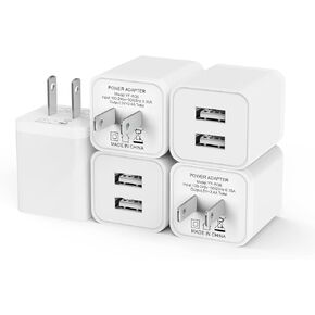 5pack usb all charger ، igenjun 2.4a dual USB Port Cube Power Plug Pluge Adapter Fast Phone Charger Block Brick for iPhone 15/15 Pro/15 Pro Max/14 ، Samsung Galaxy ، Pixel ، LG ، Android-White in Kuwait