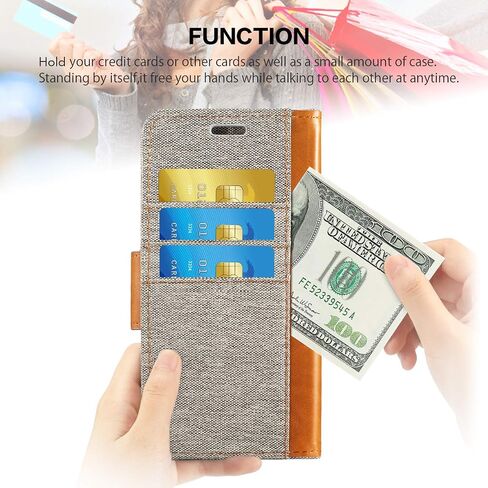 Axford Fabric Pu Leather Wallet Wallet Case متوافق مع PEQ PSP 500 ، غطاء واقعي متين مع فتحات البطاقة والإغلاق المغناطيسي (رمادي) in Kuwait