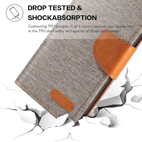 Axford Fabric Pu Leather Wallet Wallet Case متوافق مع PEQ PSP 500 ، غطاء واقعي متين مع فتحات البطاقة والإغلاق المغناطيسي (رمادي) in Kuwait
