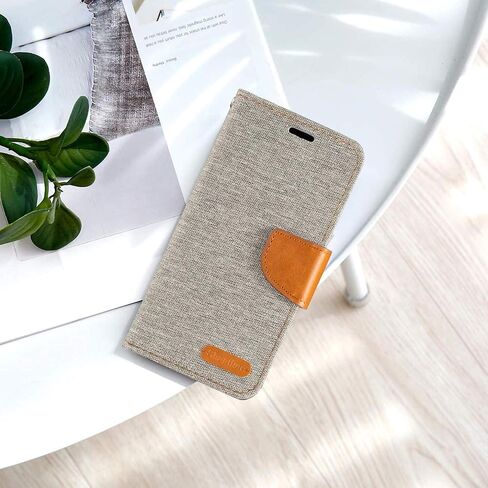 Axford Fabric Pu Leather Wallet Wallet Case متوافق مع PEQ PSP 500 ، غطاء واقعي متين مع فتحات البطاقة والإغلاق المغناطيسي (رمادي) in Kuwait