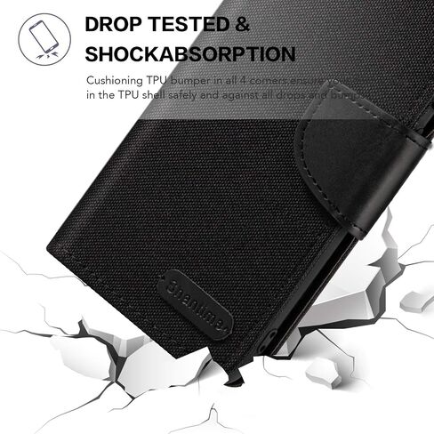 Woven Leather Case for Peaq PSP 500 - Gray | 5.5" Oxford Fabric Wallet Flip Cover with Inner TPU Shell, Built-in Stand and Card Holders in Kuwait