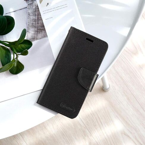 Woven Leather Case for Peaq PSP 500 - Gray | 5.5" Oxford Fabric Wallet Flip Cover with Inner TPU Shell, Built-in Stand and Card Holders in Kuwait