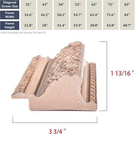 Elegant Vintage-Style TV Frame Compatible ONLY with Samsung The Frame/PRO TV (32'',43",50",55",65",75" 85", Fits 2021-2025 The Frame/2025 The Frame PRO,LS03A/B/C/D/FA/FW) (Deep Gold, 55) in Saudi Arabia