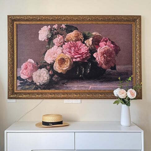 Elegant Vintage-Style TV Frame Compatible ONLY with Samsung The Frame/PRO TV (32'',43",50",55",65",75" 85", Fits 2021-2025 The Frame/2025 The Frame PRO,LS03A/B/C/D/FA/FW) (Deep Gold, 55) in Saudi Arabia