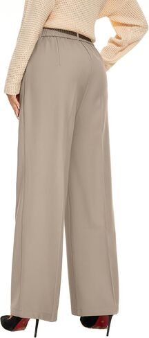 FUNYYZO Women's Wide Leg Pants High Elastic Waisted in The Back Business Work Trousers Long Straight Suit Pants in Kuwait