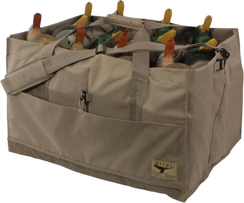 Avery 12-Slot 6.5" x 6.5" Waterfowl Hunting Durable Duck Decoy Bag w/Adjustable No-Slip Padded Shoulder Strap & Mesh Bottom, Field Khaki in Saudi Arabia