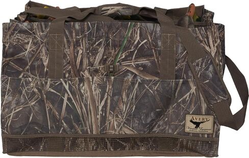 Avery 12-Slot 6.5" x 6.5" Waterfowl Hunting Durable Duck Decoy Bag w/Adjustable No-Slip Padded Shoulder Strap & Mesh Bottom, Field Khaki in Saudi Arabia