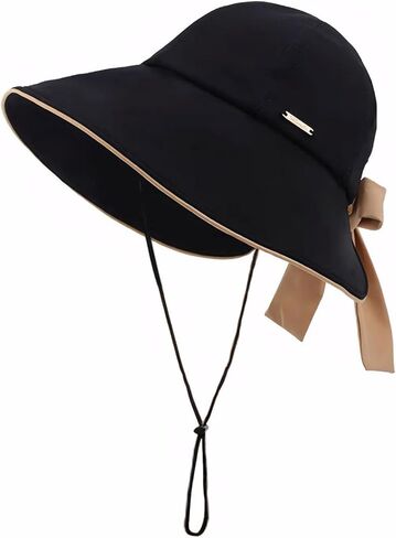 ASSQI Women Bucket Hat Summer Beach Sun Hats for Women UPF Woman Foldable Floppy Travel Packable UV Hat Cotton Wide Brim Hat in Kuwait