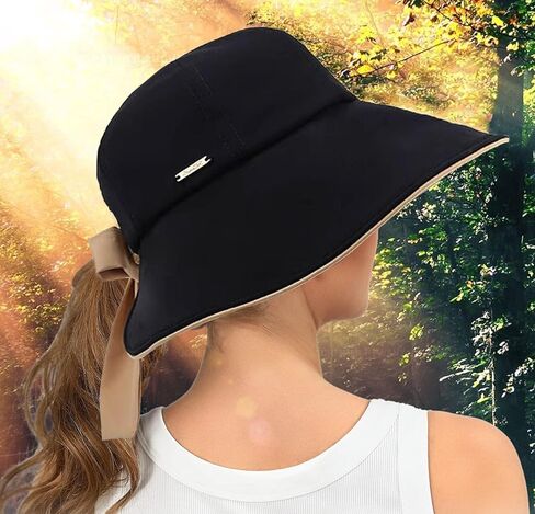 ASSQI Women Bucket Hat Summer Beach Sun Hats for Women UPF Woman Foldable Floppy Travel Packable UV Hat Cotton Wide Brim Hat in Kuwait