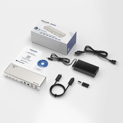Wavlink Thunderbolt 4 Dock مع شحن 100 واط ، شاشة عرض Displaylink Quad 4K@60Hz ، 3 منافذ Thunderbolt 4 ، 2.5G Ethernet ، Thunderbolt Dock لـ Mac M1-M4 و PC ، برنامج تشغيل DisplayLink مطلوب in Kuwait