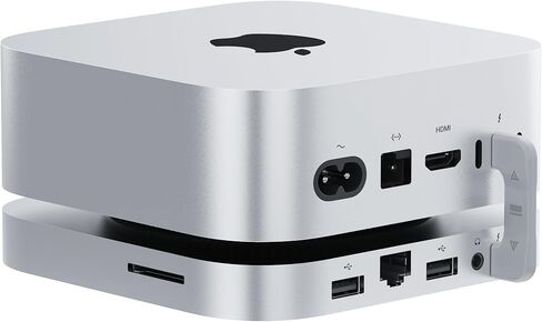 MATE MINI-A لـ MAC MINI M4 Dock ، 80 جيجابت في الثانية من سبيكة الألومنيوم مع M.2 PCE SSD Solts 16tb （8tb*2 ، USB-C*1 、 USB-A 3.0*2、2.5G LAN*1 、 SD4.0*1 、 type-C (pd3.0)*1 ، Silver in Kuwait