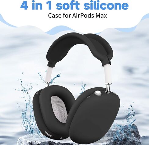 [4 in 1] Case for Airpods Max Headphones, for Airpods Max Ear Cup Covers/Headband Cover/Max Headband Pad(USB-C/Lightning)(2024/2020), Silicone Cover for Apple Airpod Max, Accessories Cases (Orange) in Saudi Arabia