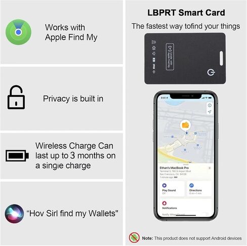 [Apple MFi Certified] LBPRT Air-Tag Card Rechargeable Wallet Tracker Thin 1.6mm 2 Pack, Smart Locator Work with Apple Find My (iOS Only, Android not Supported), Item Finder for Luggage Suitcase Bags. in Saudi Arabia