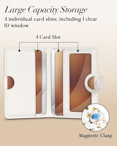 Shorogyt for Magnetic Phone Wallet Compatible with Magsafe for Women - Cute Luxury Slim Leather Card Holder Mag Wallets Fit 4 Cards,for iPhone 16/15/14/13/12 Series for Apple RFID Magnet, Floral Bee in Kuwait