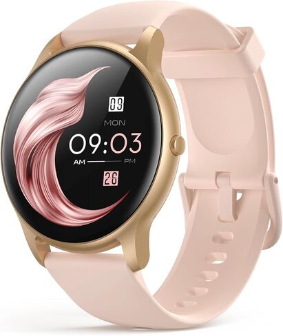 AGPTEK Smart Watch for Women, 5ATM Waterproof Smartwatch for Android and iOS Phones, Fitness Tracker Watch with 100+ Sports Modes, Heart Rate Monitor Pedometer Sleep Monitor, Pink in Saudi Arabia