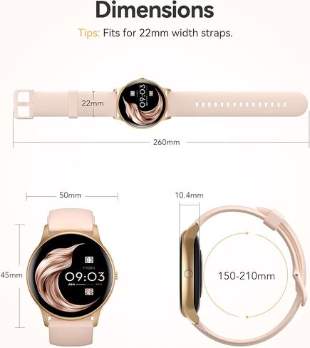 AGPTEK Smart Watch for Women, 5ATM Waterproof Smartwatch for Android and iOS Phones, Fitness Tracker Watch with 100+ Sports Modes, Heart Rate Monitor Pedometer Sleep Monitor, Pink in Saudi Arabia