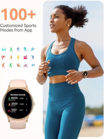 AGPTEK Smart Watch for Women, 5ATM Waterproof Smartwatch for Android and iOS Phones, Fitness Tracker Watch with 100+ Sports Modes, Heart Rate Monitor Pedometer Sleep Monitor, Pink in Saudi Arabia