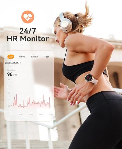 AGPTEK Smart Watch for Women, 5ATM Waterproof Smartwatch for Android and iOS Phones, Fitness Tracker Watch with 100+ Sports Modes, Heart Rate Monitor Pedometer Sleep Monitor, Pink in Saudi Arabia