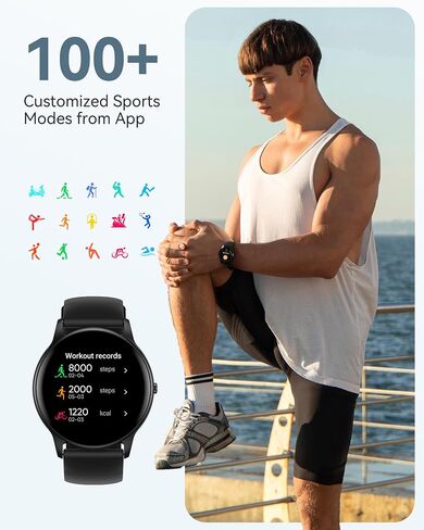 Agptek Smart Watch for Women ، 5ATM Waterproof Smartwatch للهواتف Android و iOS ، ومتعقب اللياقة البدنية مع أكثر من 100 أوضاع رياضية ، ومراقبة معدل ضربات القلب شاشة نوم ، وردي in Saudi Arabia