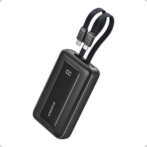 Anker Zolo Power Bank, 10,000mAh 30W Max Fast Portable Charger with Built-in USB-C and MFi Certified Lightning Cables, USB-C&A, Battery Pack for iPhone 16/15 Series, MacBook, Galaxy (Black) in Saudi Arabia