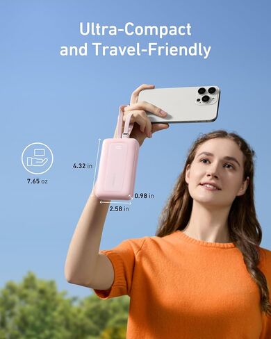 Anker Zolo Power Bank, 10,000mAh 30W Max Fast Portable Charger with Built-in USB-C and MFi Certified Lightning Cables, USB-C&A, Battery Pack for iPhone 16/15 Series, MacBook, Galaxy (Black) in Saudi Arabia