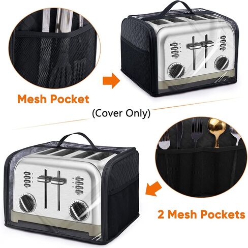 تغطية محمصة Bagsprtie لـ 4 شريحة عرض عريضة ، أغطية غبار مفتوحة كاملة لأجهزة المطبخ المتوافقة مع شرائح Cuisinart و Bella و Black و Decker 4 وأكياس محمصة مع إغلاق سحاب (تغطية فقط) in Kuwait