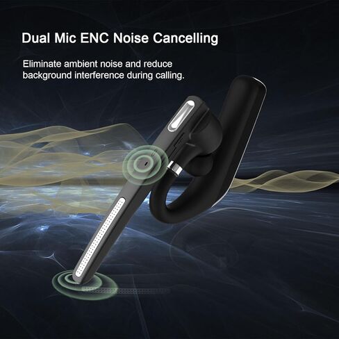 Bluetooth Headset Wireless Headset with Mic for Cell Phone/PC/Tablet/Laptop, 90D Standby/110H Talktime Bluetooth Earpiece for Trucker Drivers/Business/Office (Black) in Saudi Arabia