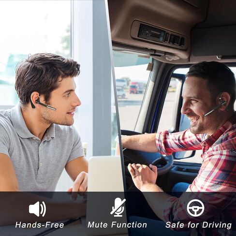 Bluetooth Headset Wireless Headset with Mic for Cell Phone/PC/Tablet/Laptop, 90D Standby/110H Talktime Bluetooth Earpiece for Trucker Drivers/Business/Office (Black) in Saudi Arabia