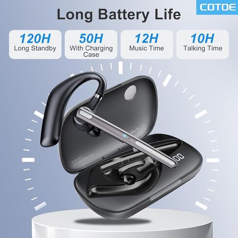 سماعة Bluetooth Headset v5.3 ، سماعة أذن لاسلكية مع 500 مللي أمبير في الساعة شحن سماعات الرأس الخالية من الضوضاء. in Saudi Arabia