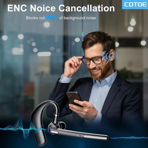 سماعة Bluetooth Headset v5.3 ، سماعة أذن لاسلكية مع 500 مللي أمبير في الساعة شحن سماعات الرأس الخالية من الضوضاء. in Saudi Arabia