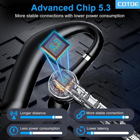 سماعة Bluetooth Headset v5.3 ، سماعة أذن لاسلكية مع 500 مللي أمبير في الساعة شحن سماعات الرأس الخالية من الضوضاء. in Saudi Arabia