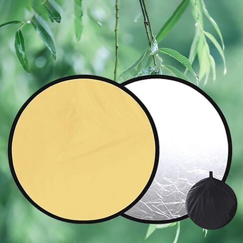 2-in-1 Camera Lighting Reflector, 30cm Diameter Portable Foldable Photo Prop for Outdoor Lighting Fill Light Selfie in Saudi Arabia