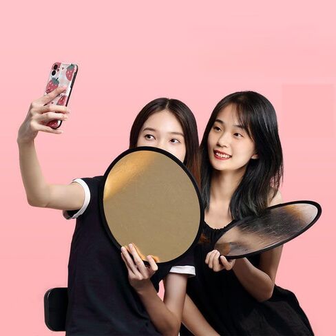 2-in-1 Camera Lighting Reflector, 30cm Diameter Portable Foldable Photo Prop for Outdoor Lighting Fill Light Selfie in Saudi Arabia