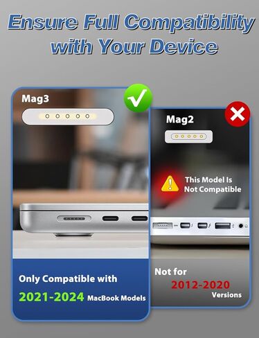 Charger for MacBook Air 13/15" (M1-M3, 2021-2025) & MacBook Pro 14" (M1-M4)70W Type C Power Adapter Includes 6.6FT C to Magnetic 3 Cable LED, Powerful Connection Between 20021-2025 (Original Quality) in Saudi Arabia
