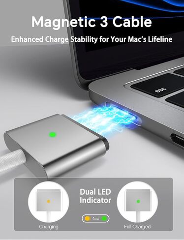 Charger for MacBook Air 13/15" (M1-M3, 2021-2025) & MacBook Pro 14" (M1-M4)70W Type C Power Adapter Includes 6.6FT C to Magnetic 3 Cable LED, Powerful Connection Between 20021-2025 (Original Quality) in Saudi Arabia