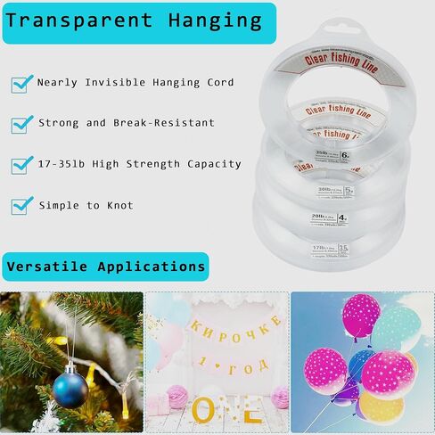 Clear Fishing Wire, 656FT Invisible Nylon Fishing Line for Hanging Decorations, Balloon Garland, Crafting, and Jewelry Making in Saudi Arabia
