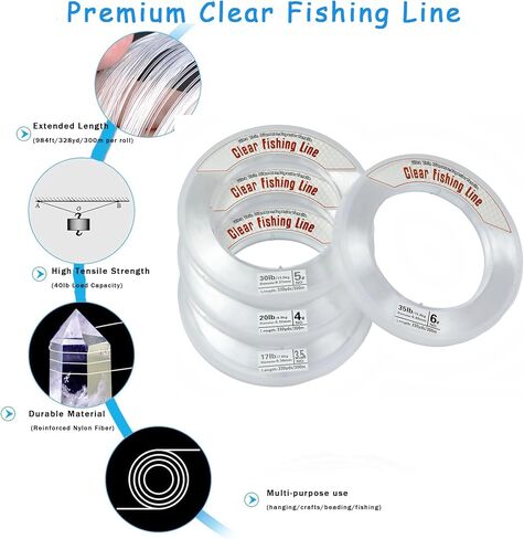 Clear Fishing Wire, 656FT Invisible Nylon Fishing Line for Hanging Decorations, Balloon Garland, Crafting, and Jewelry Making in Saudi Arabia