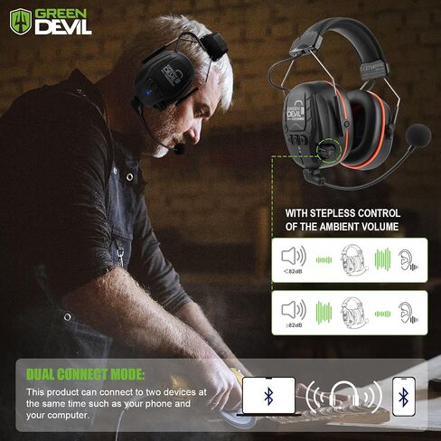 GREEN DEVIL Electronic Bluetooth Hearing Ear Protection Headphones With Boom Microphones 27dB Noise Cancelling Earmuffs in Saudi Arabia