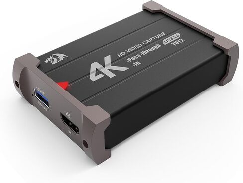Redragon VC321 4K بطاقة التقاط الفيديو ، USB 3.0 1080P 60FPS التقاط الفيديو ، 4K HDMI Pass-shourgh ، تدفق الصف الصفر ، متوافق مع Windows/Mac ، التقاط اللعبة لـ PS5 ، Xbox ، NS ، DSL ، OBS in Saudi Arabia