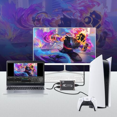 Redragon VC321 4K بطاقة التقاط الفيديو ، USB 3.0 1080P 60FPS التقاط الفيديو ، 4K HDMI Pass-shourgh ، تدفق الصف الصفر ، متوافق مع Windows/Mac ، التقاط اللعبة لـ PS5 ، Xbox ، NS ، DSL ، OBS in Saudi Arabia
