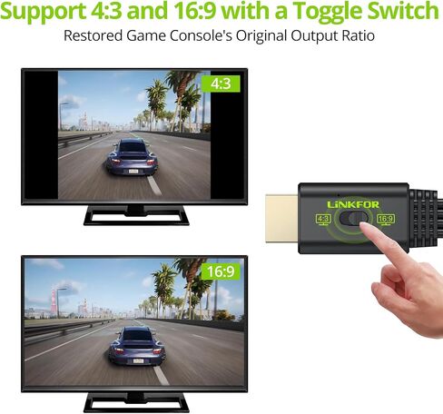 Linkfor PS2 إلى محول HDMI ، كابل HDMI ، مع 4: 3/16: 9 مفتاح نسبة العرض إلى ارتفاع الشاشة ، كابل HDMI لأجهزة PS2 و PS1 in Kuwait